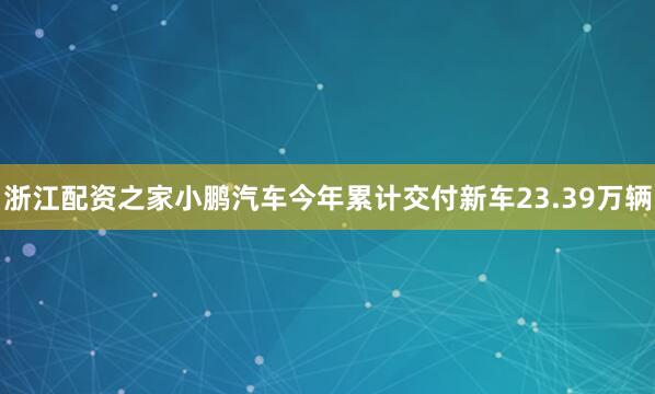 浙江配资之家小鹏汽车今年累计交付新车23.39万辆