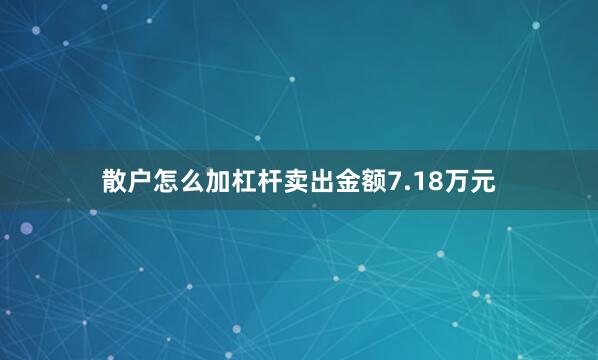 散户怎么加杠杆卖出金额7.18万元